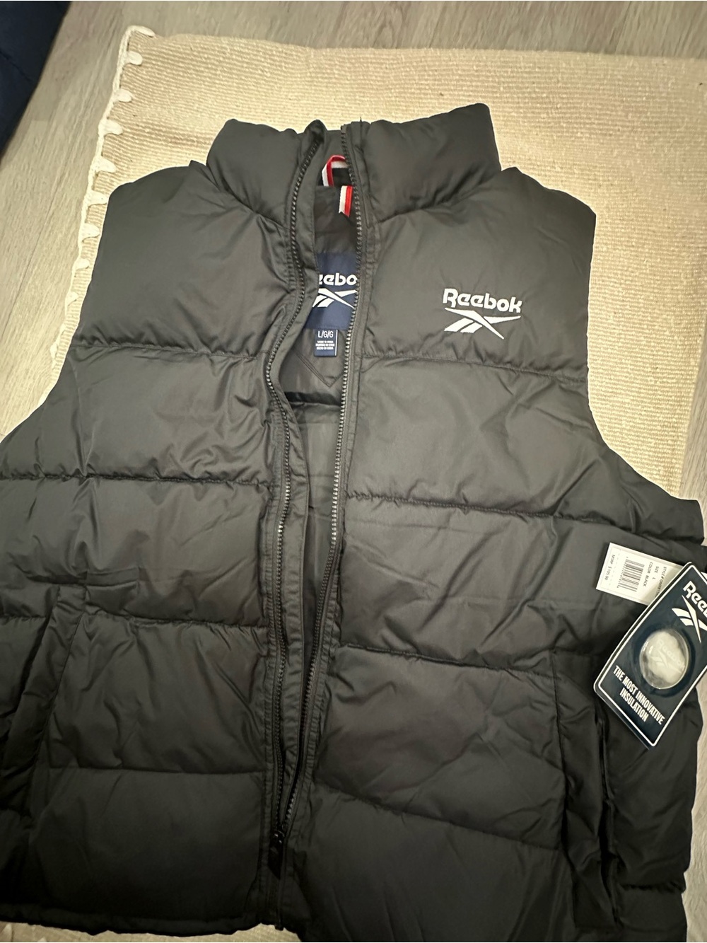 Reebok Black Quilted Men’s Puffer Vest with Logo